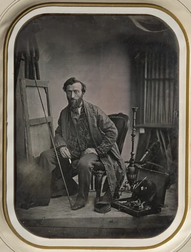 Self-Portrait in Painting Studio by Camille Dolard, photograph, 1838-1848
