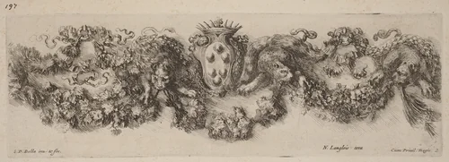 Festoon with Medici Coat of Arms by Stefano della Bella, print, 1648
