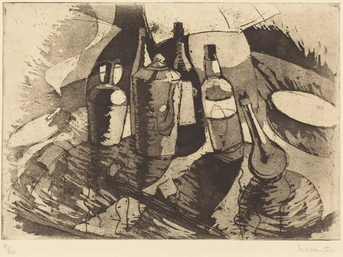 Bottles by Stanley William Hayter, print, 1926