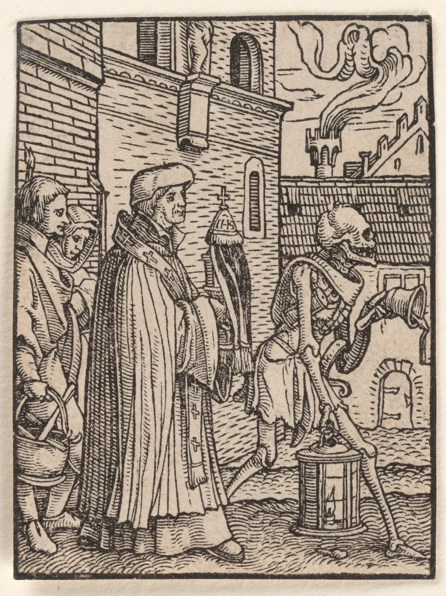 The Priest, from "The Dance of Death" by Hans Holbein the Younger, print, 1521-1538