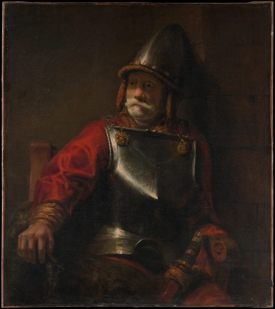 Man in Armor (Mars?) by Rembrandt, painting, 1625-1674