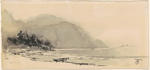 Boat on the Beach by Alfred Thompson Bricher, drawing, 1885-1895