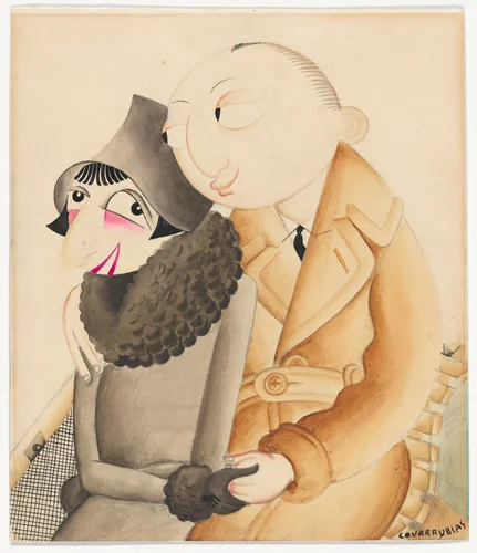 Fanny Brice and Nicholas Arnstein by Miguel Covarrubias, drawing, 1925
