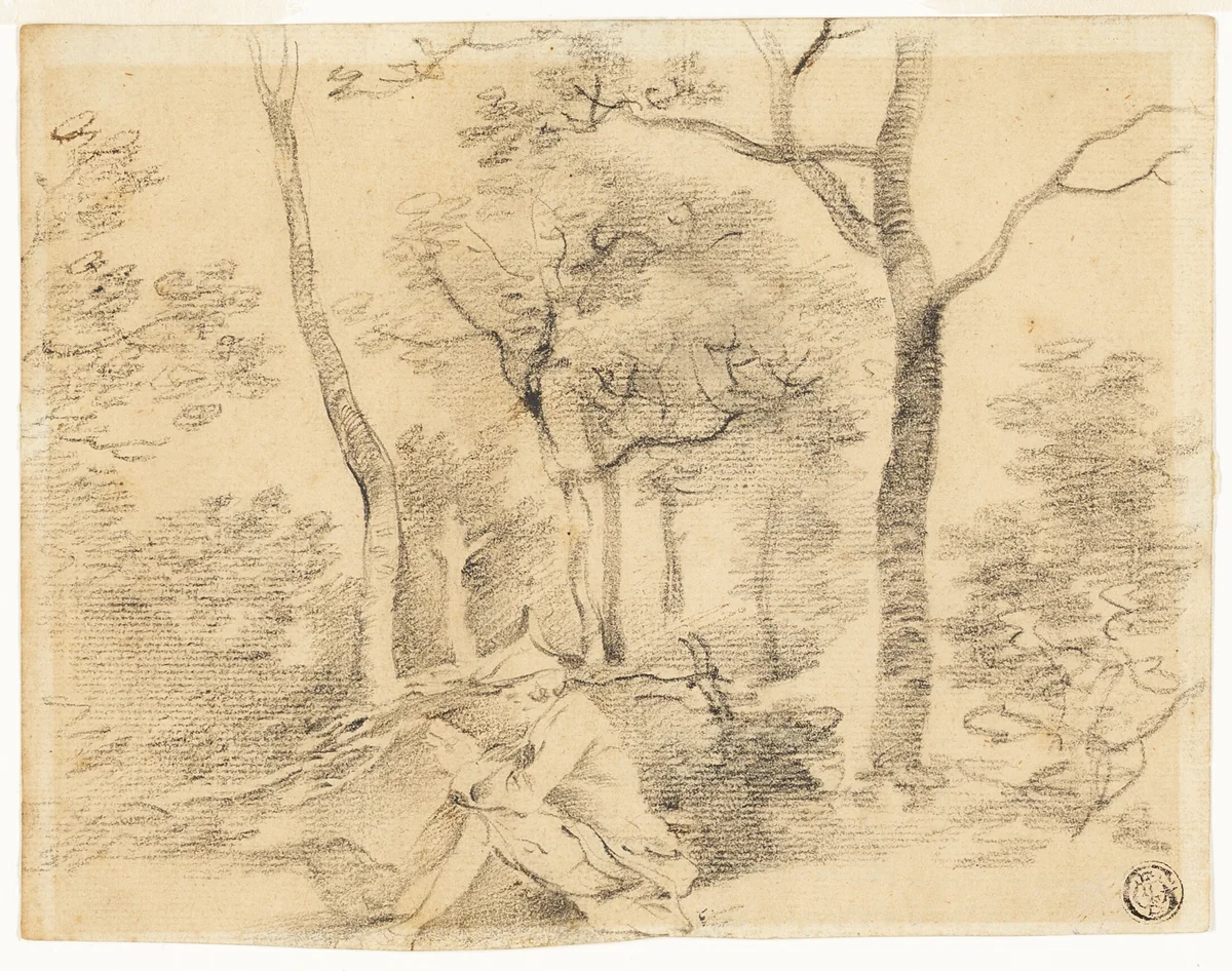 Gainsborough Sketching in Woods by Thomas Gainsborough, drawing, 1742-1752