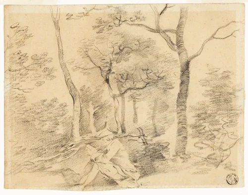 Gainsborough Sketching in Woods by Thomas Gainsborough, drawing, 1742-1752
