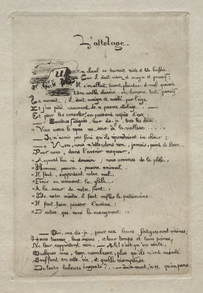 The Ploughman and his Horse by Charles Meryon, print, 1854