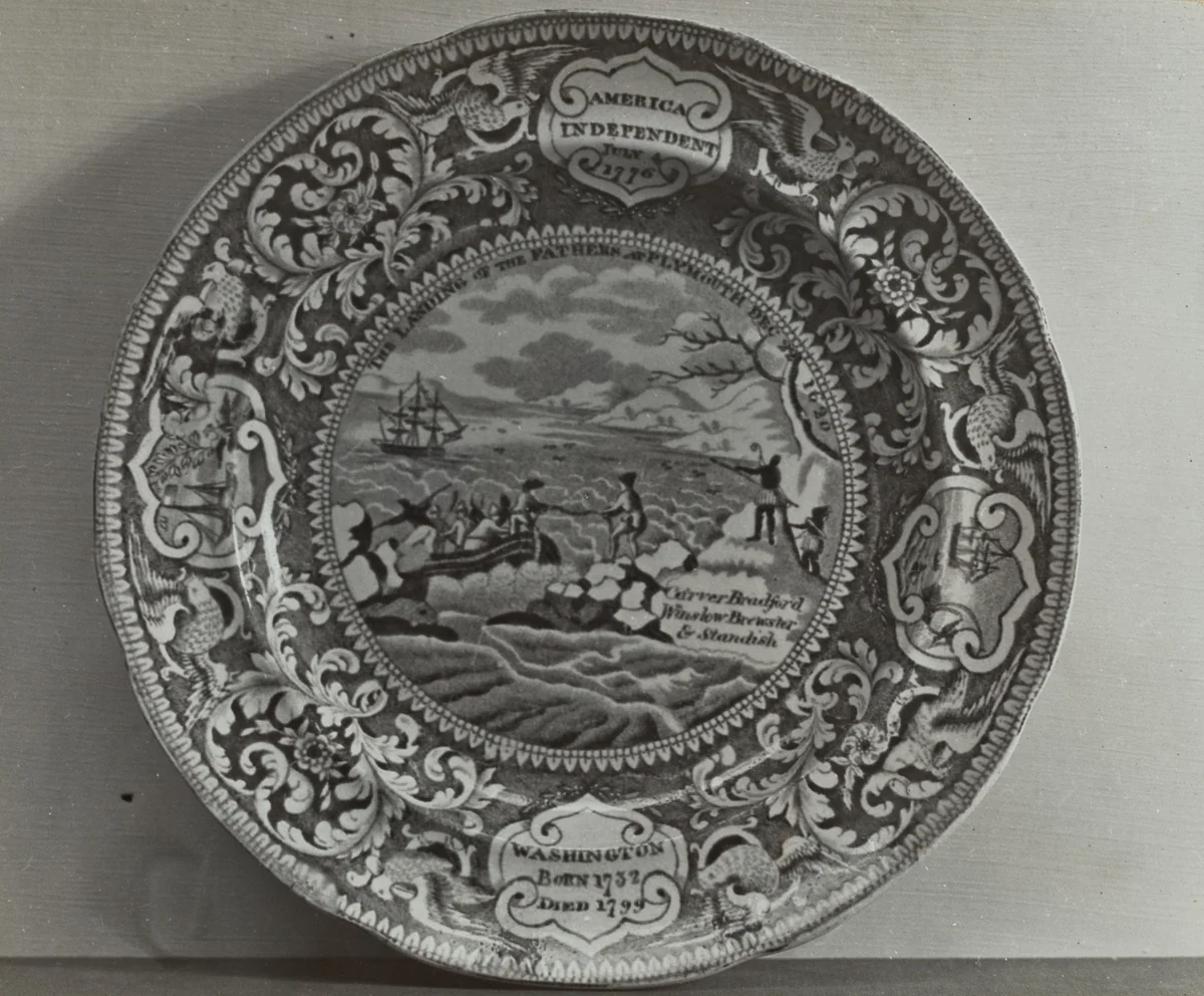 Plate - "Landing of the Pilgrims" by Helmut Hiatt, index of american design, 1936
