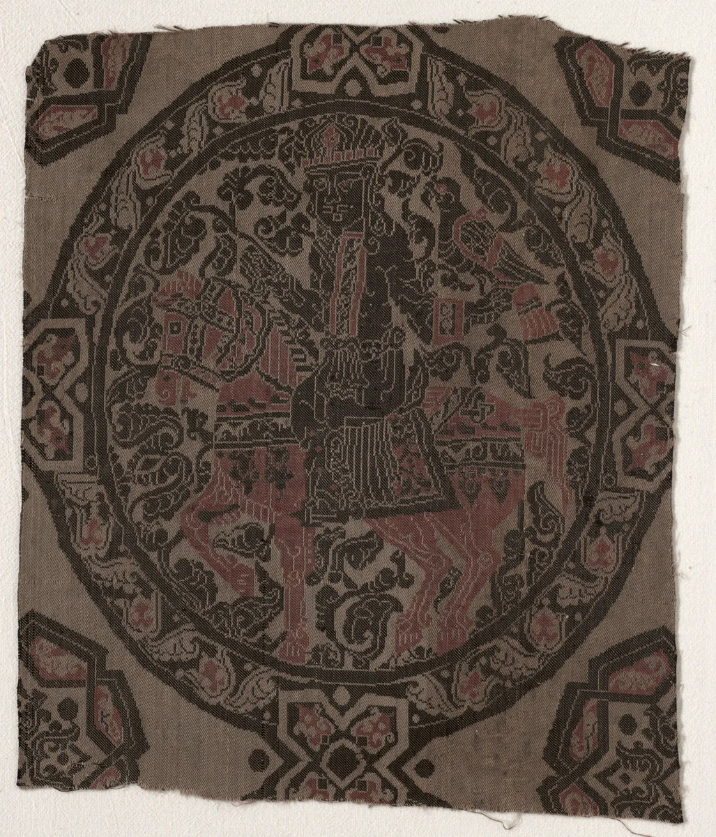 Fragment with Equestrian Falconer King by Unknown, textile, 800-1982