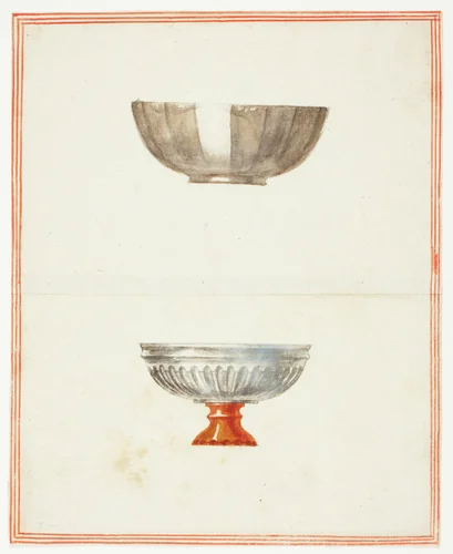 Two Fluted Bowls, One on Base by Giuseppe Grisoni, painting, 1719-1769