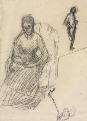 Study of Madame Marie Cantacuzène; Study of Standing Female Nude by Pierre Puvis de Chavannes, drawing, 1878-1888