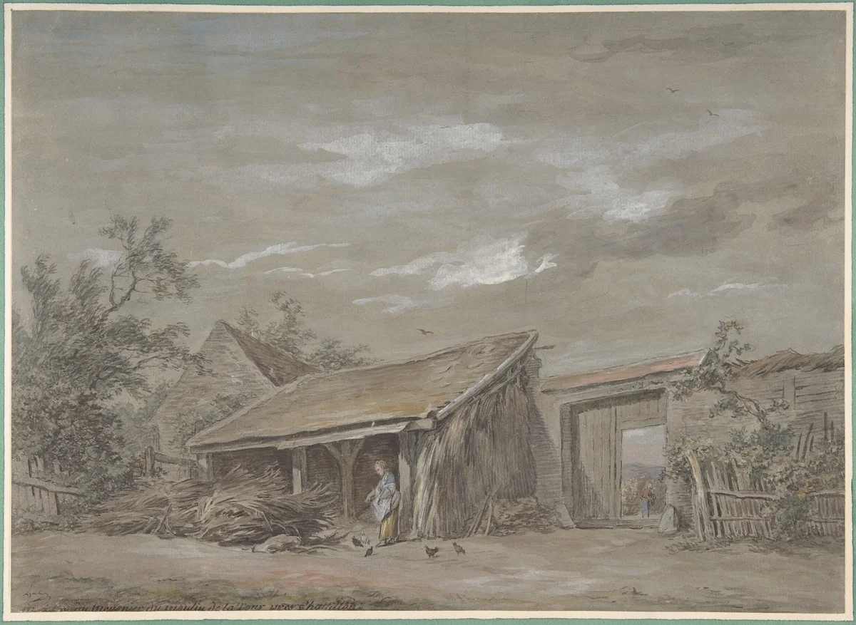 Farmyard by Jean-Baptiste-Denis Lempereur, drawing, 1735-1796