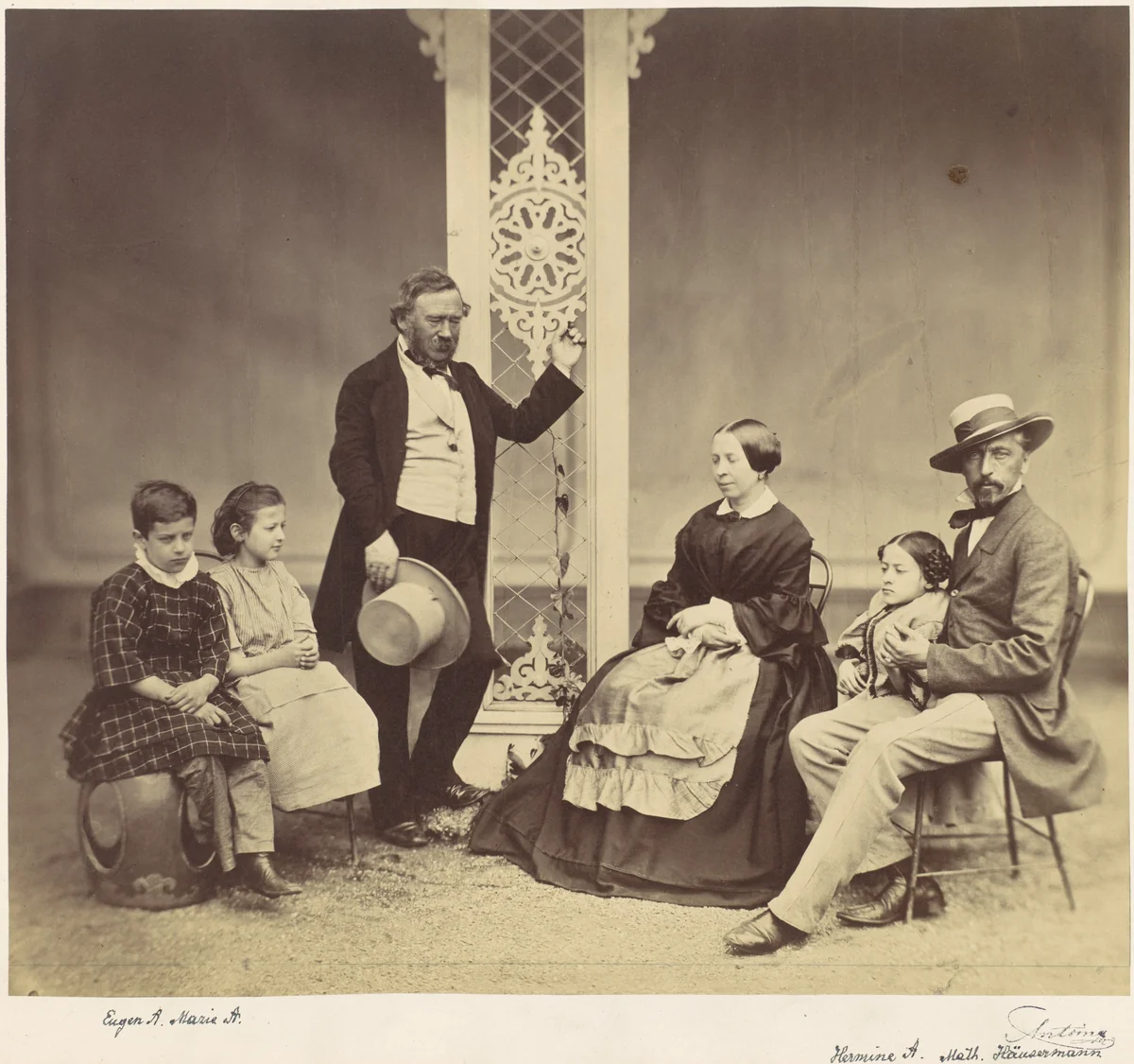 [Group Portrait of Six People] by Franz Antoine, photograph, 1850-1869