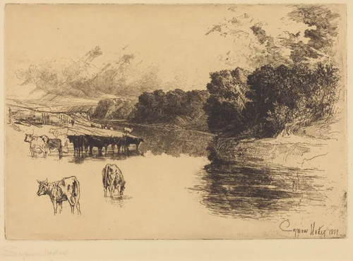 A Lancashire River by Francis Seymour-Haden, print, 1881
