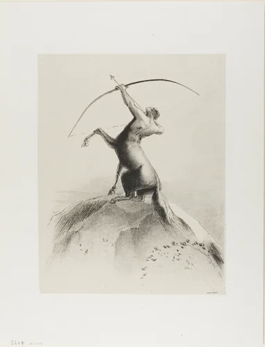 Centaur Aiming at the Clouds by Odilon Redon, print, 1895