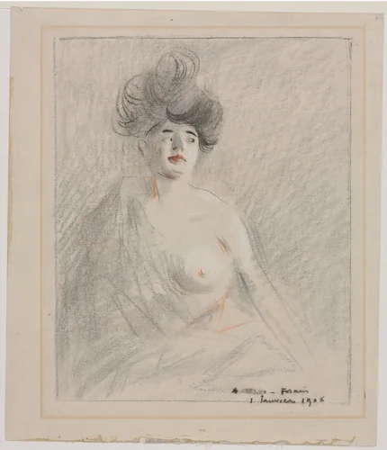 Courtesan (recto) by Jean-Louis Forain, drawing, 1906