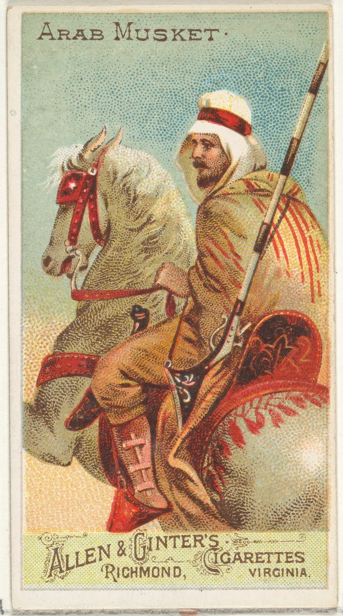 Arab Musket, from the Arms of All Nations series (N3) for Allen & Ginter Cigarettes Brands by Allen & Ginter, print, 1887