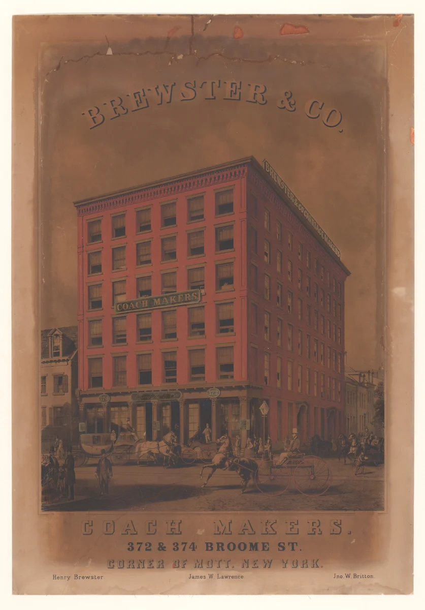Brewster & Co. Coach Makers, 372 & 374 Broome St. by Charles Parsons, print, 1855-1865