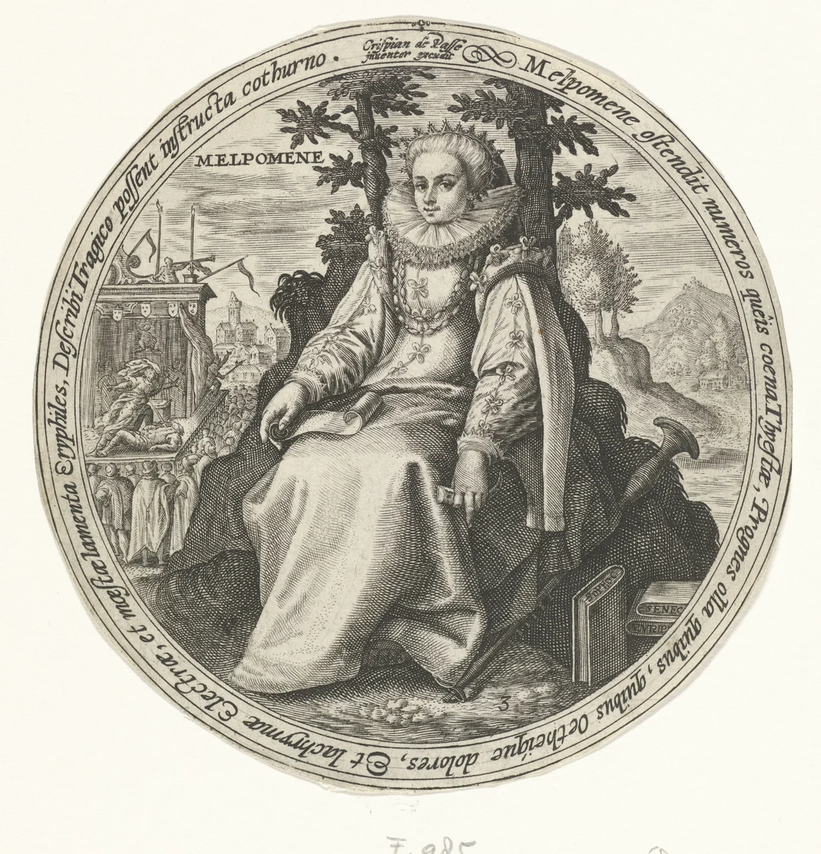 Melpomene by Crispijn van de Passe, print, 1589-1611