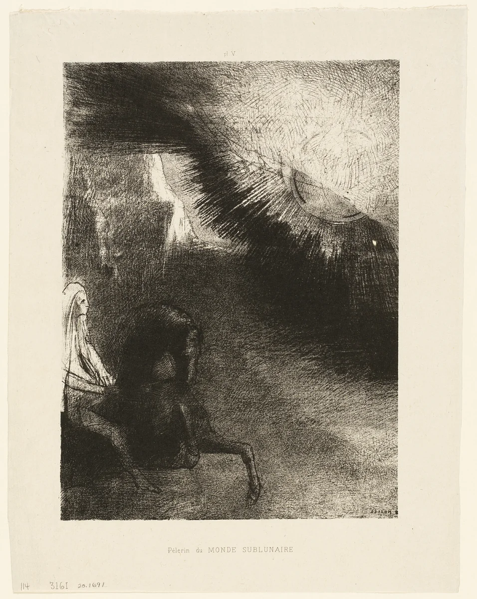 Pilgrim of the Sublunary World, plate 5 of 6 by Odilon Redon, print, 1891
