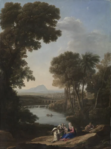 Rest on the Flight into Egypt by Claude Lorrain, painting, 1640-1645