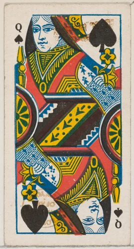 Queen of Spades (black), from the Playing Cards series (N84) for Duke brand cigarettes by W. Duke, Sons & Co., print, 1888