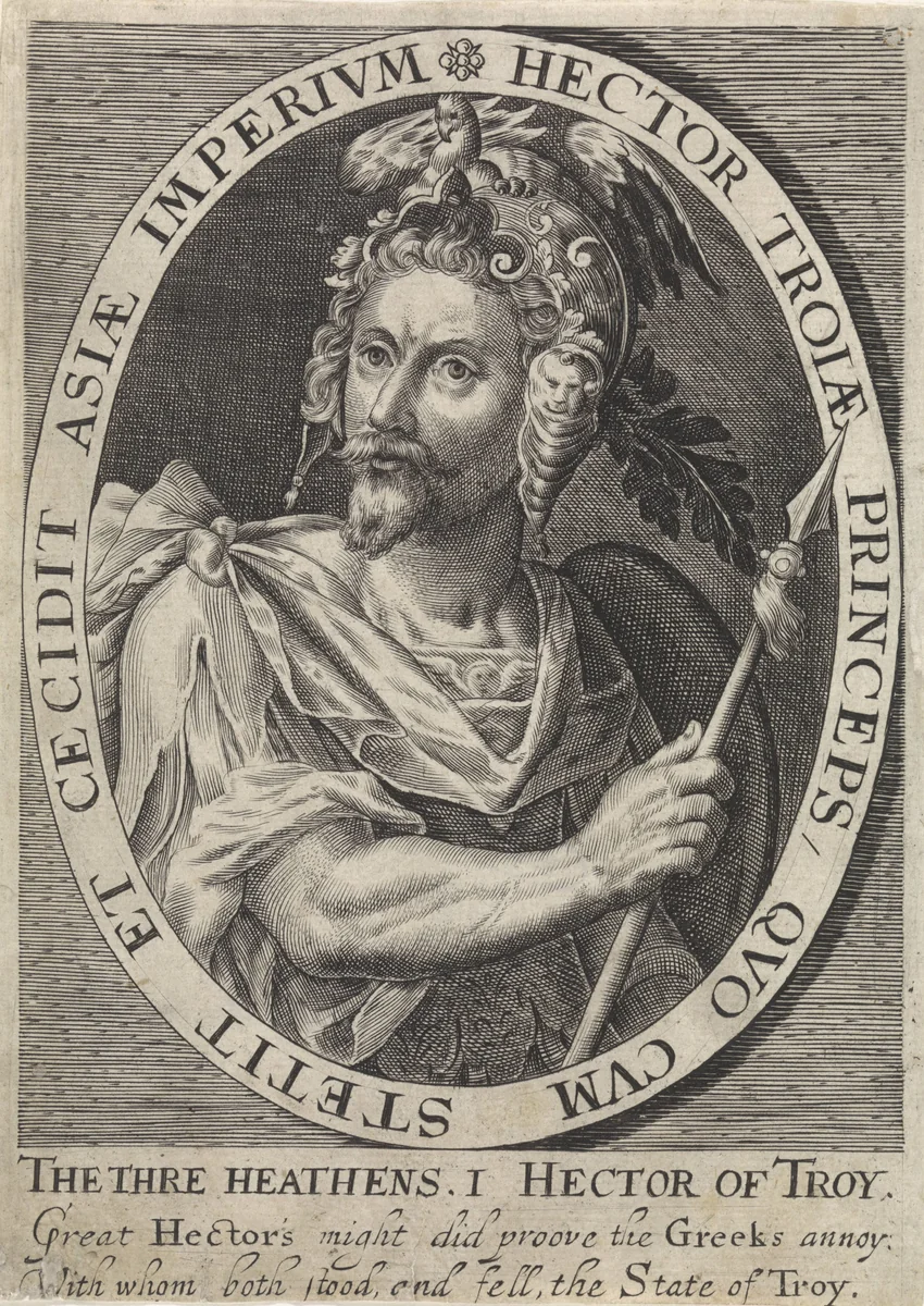 Hector van Troje als een van de negen helden by Willem van de Passe, print, 1621-1636