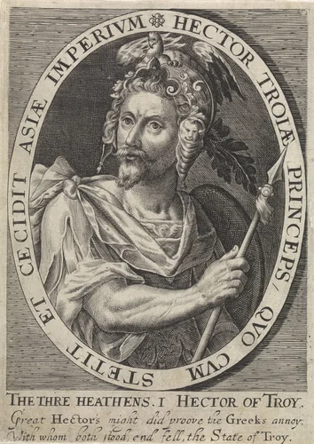 Hector van Troje als een van de negen helden by Willem van de Passe, print, 1621-1636