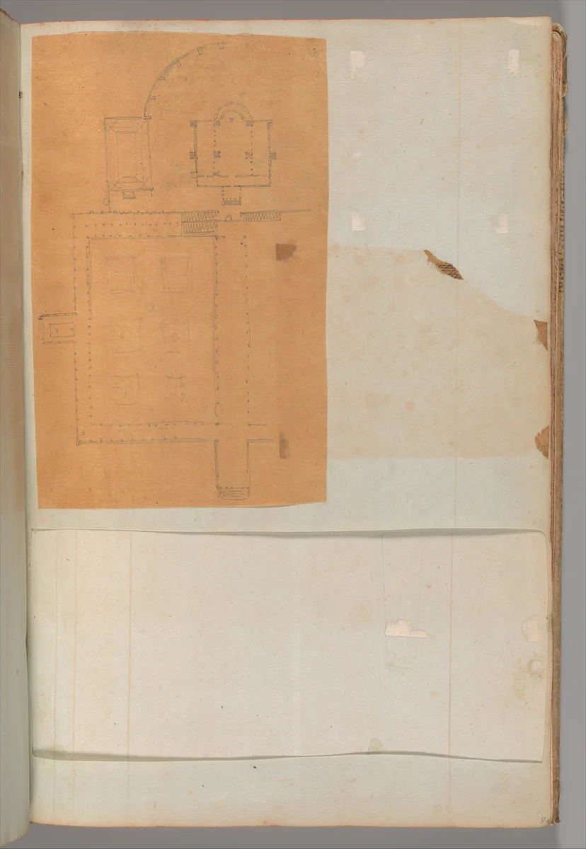 Page from a Scrapbook containing Drawings and Several Prints of Architecture, Interiors, Furniture and Other Objects by Charles Percier, book, 1795-1805