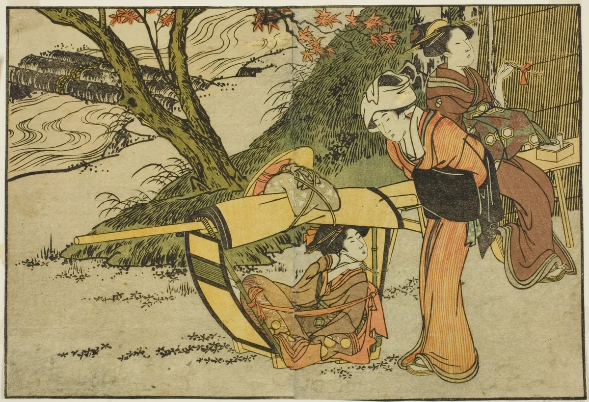 Outing to View Maples in Autumn, from the illustrated book "Picture Book: Flowers of the Four Seasons (Ehon shiki no hana)," vol. 2 by Kitagawa Utamaro (喜多川歌麿), print, 1801