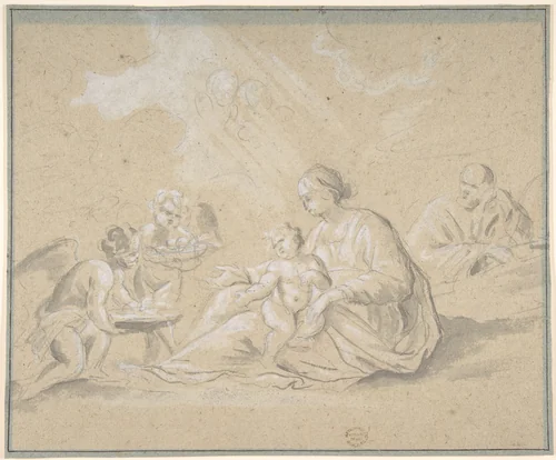 Rest on the Flight into Egypt by anonymous, drawing, 1600-1700
