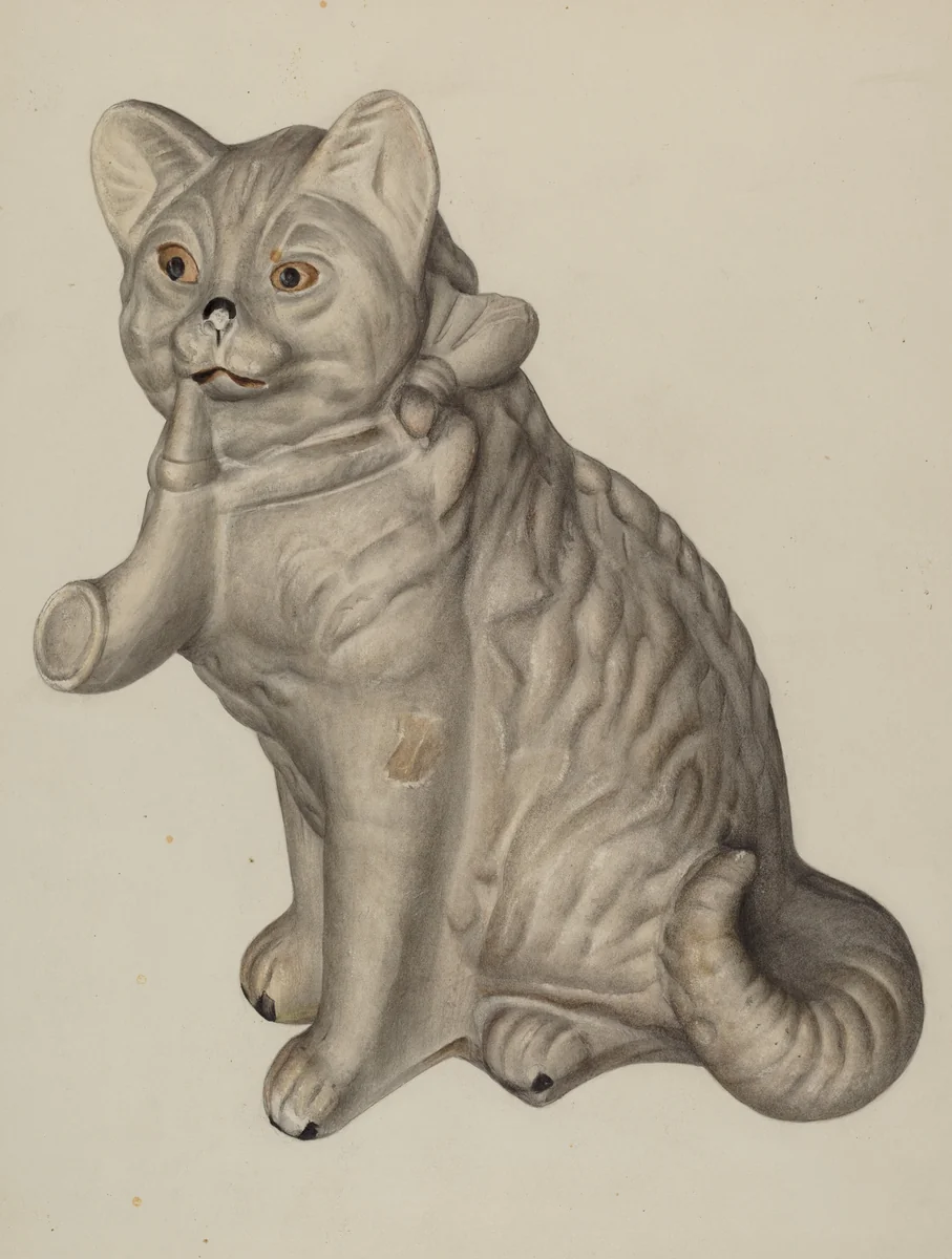 Cat Saving Bank by Mina Lowry, index of american design, 1940
