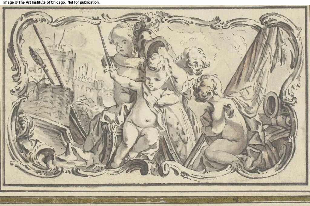 Cupids at War by Charles Eisen, drawing, 1740-1778