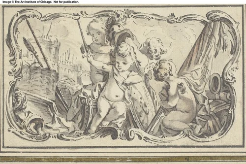 Cupids at War by Charles Eisen, drawing, 1740-1778
