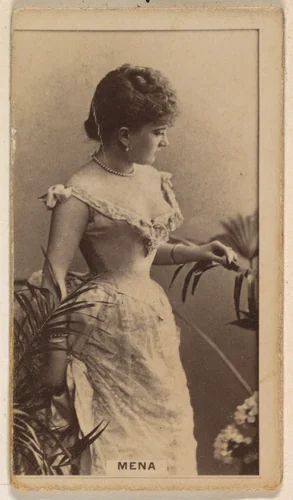 Mena, from the Actresses series (N245) issued by Kinney Brothers to promote Sweet Caporal Cigarettes by Kinney Brothers Tobacco Company, photograph, 1890
