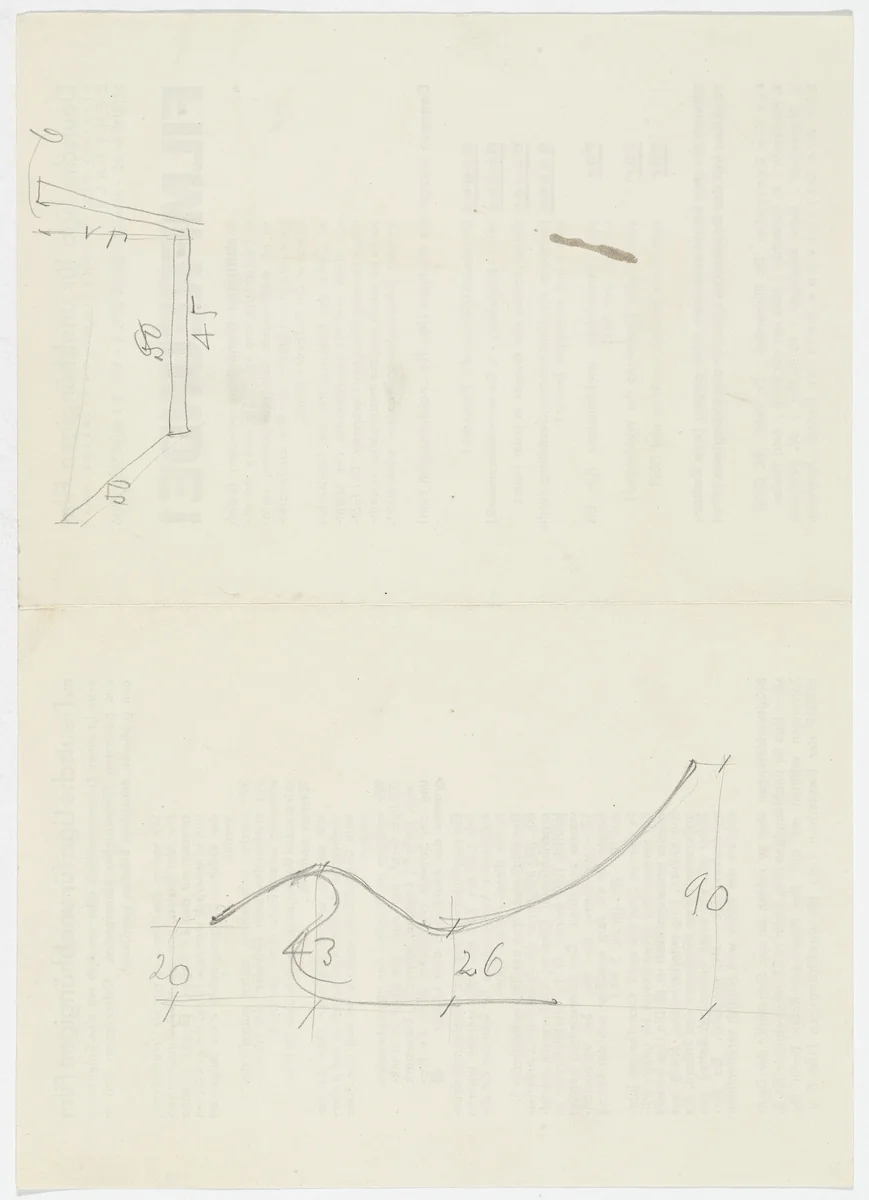 Reclining Chair without Arms (Elevation sketch) by Ludwig Mies van der Rohe, mies van der rohe archive, 1926