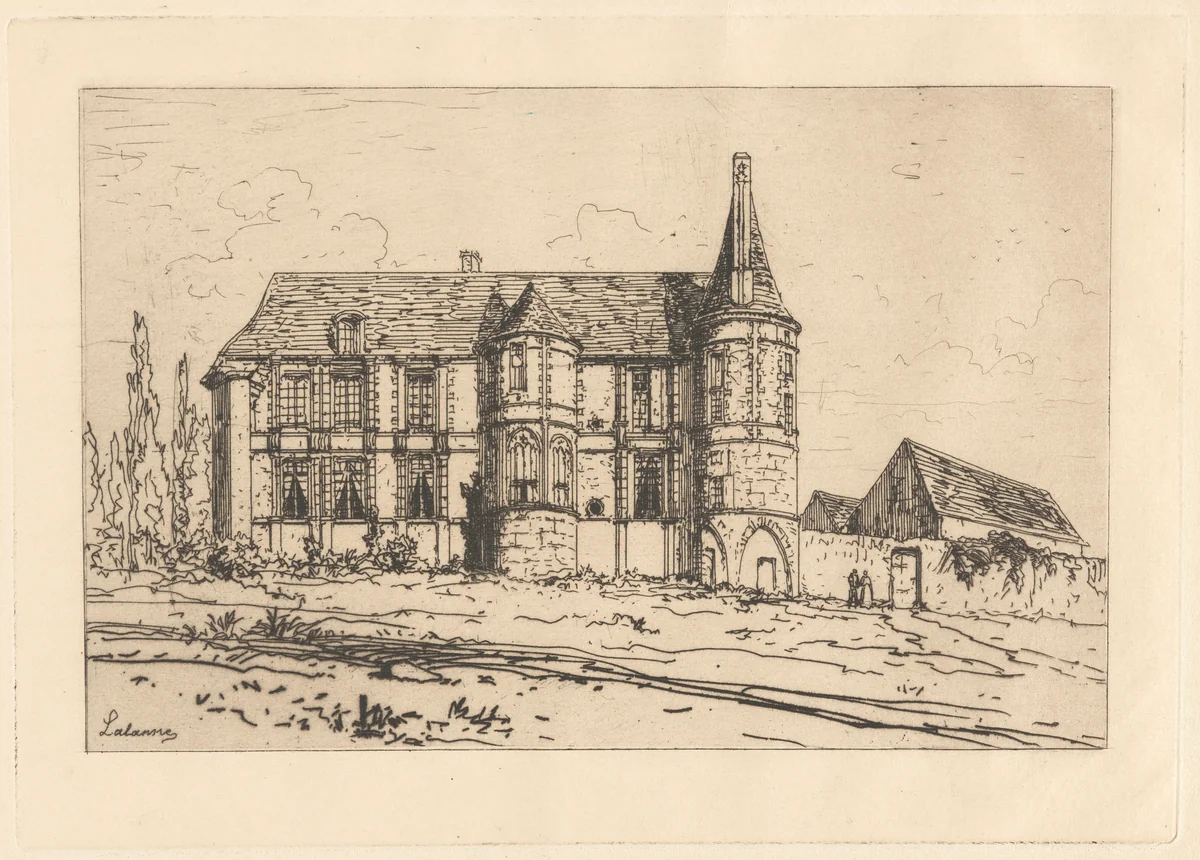 Castle with Two Towers by Maxime Lalanne, print, 1880-1890