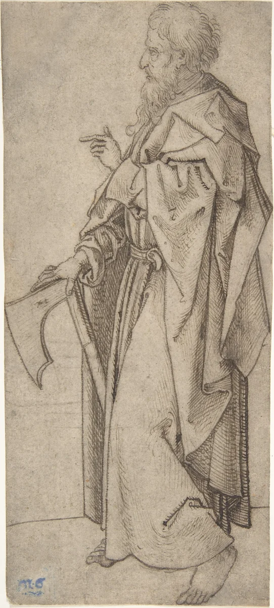 St. Matthew by Martin Schongauer, drawing, 1470-1500
