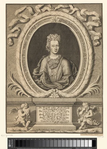 Portret van Johanna Sieber by Christian Romstet, print, 1665-1721