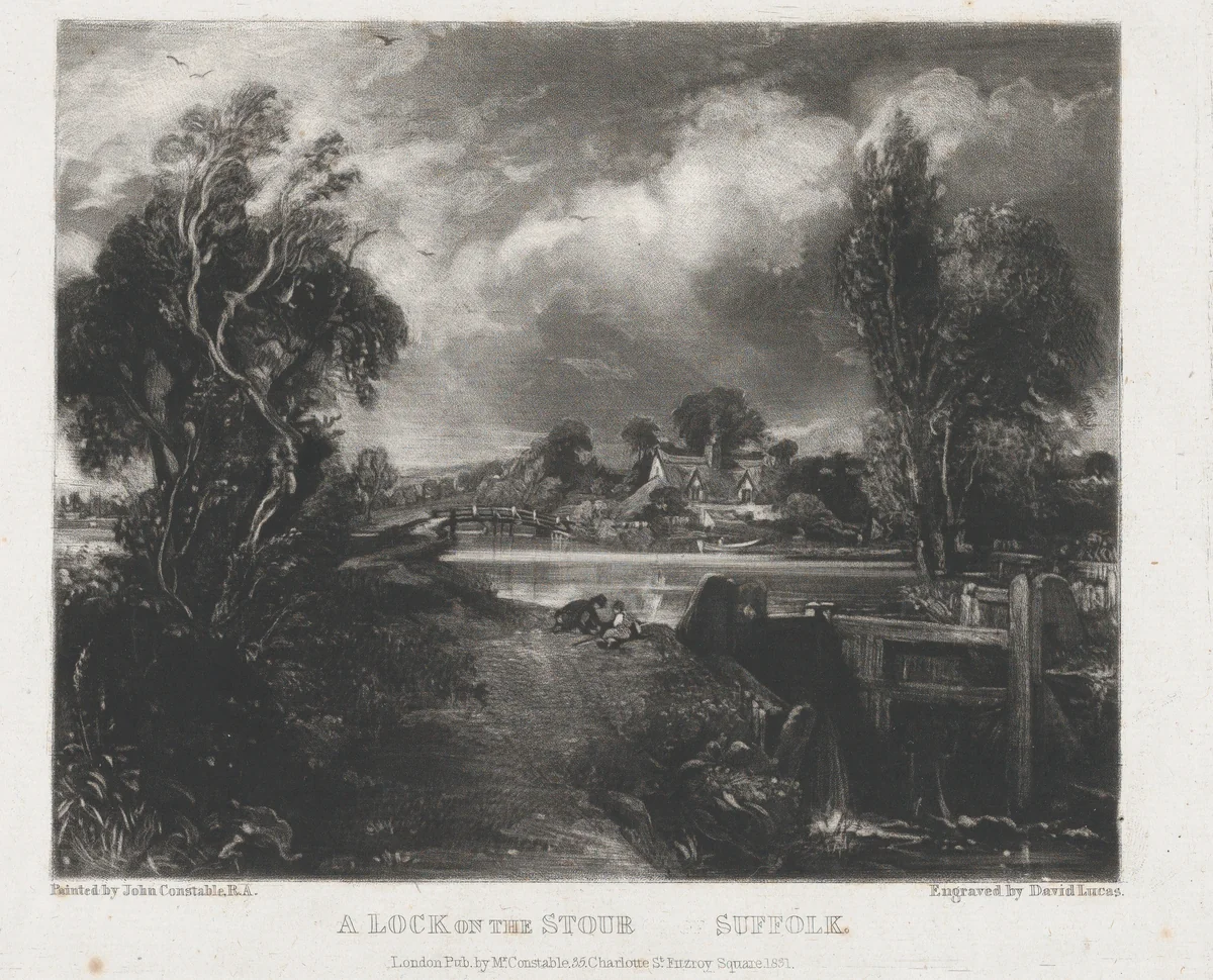 A Lock on the Stour by David Lucas, print, 1831