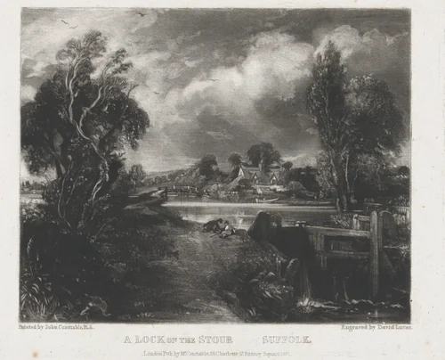 A Lock on the Stour by David Lucas, print, 1831