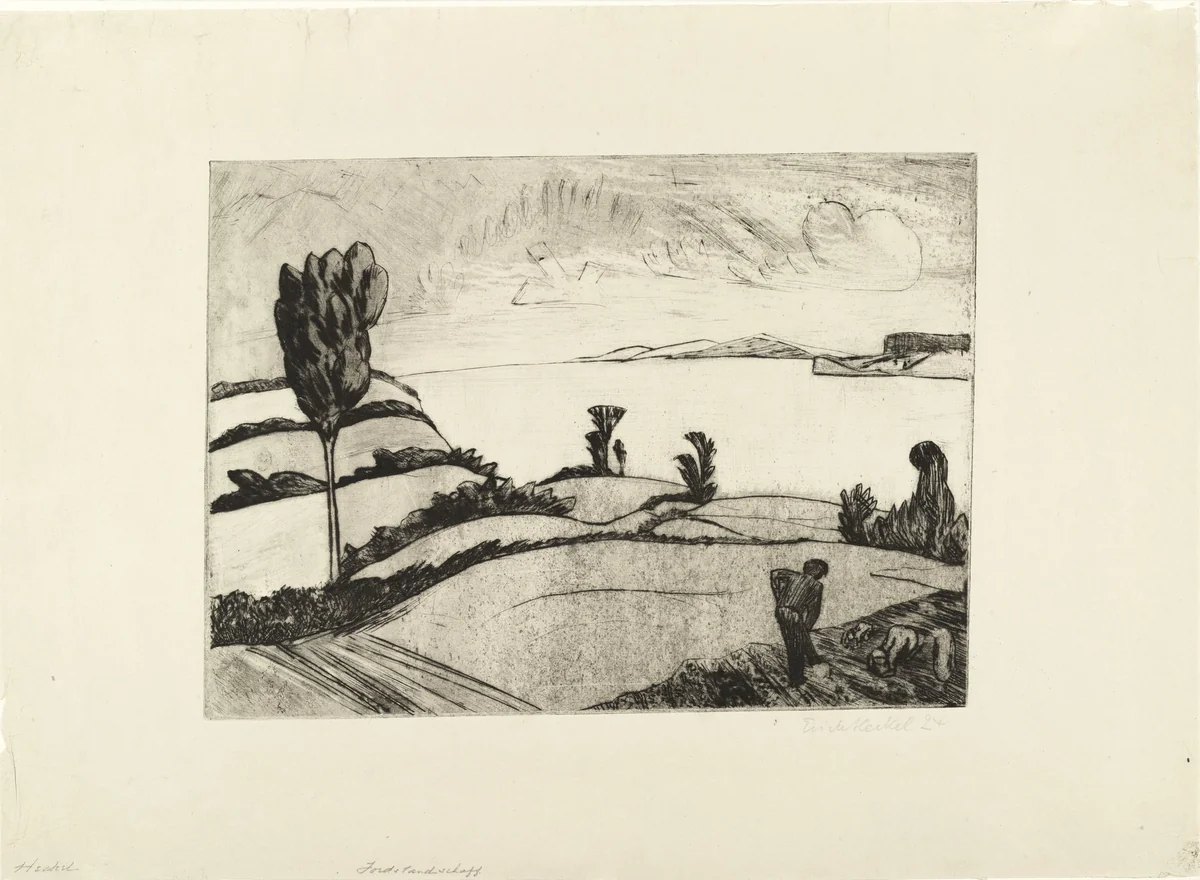 Fjord Landscape (Fördelandschaft) by Erich Heckel, print, 1924