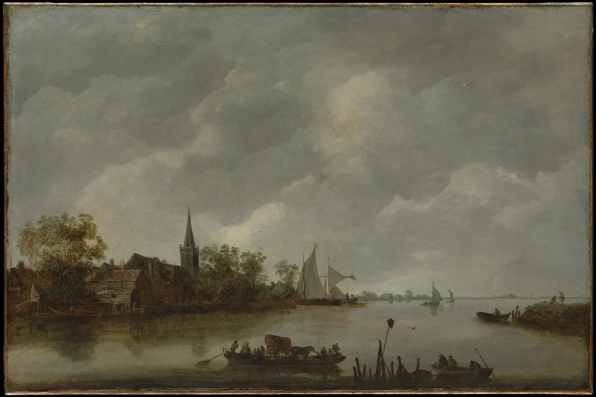 River View with a Village Church by Jan van Goyen, painting, 1630-1669