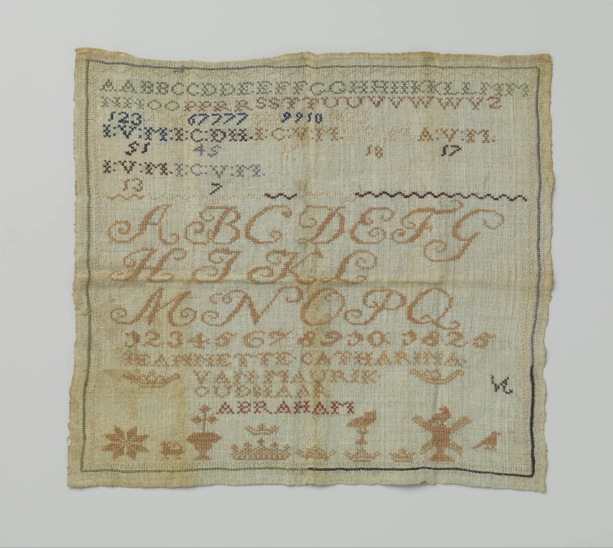 Letterlap van linnen met vloszijde. by Jeanette Catharina van Maurik, other, 1825