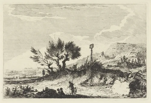 Bergachtig landschap met wandelaars by Joannes Bemme, print, 1797