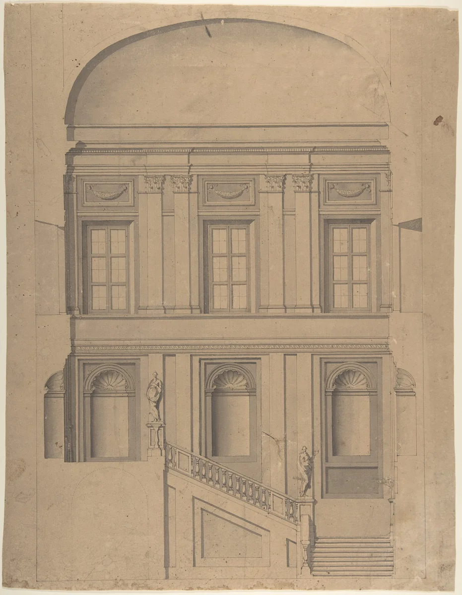 Design for the Elevation of a Palace Interior by anonymous, drawing, 1700-1780
