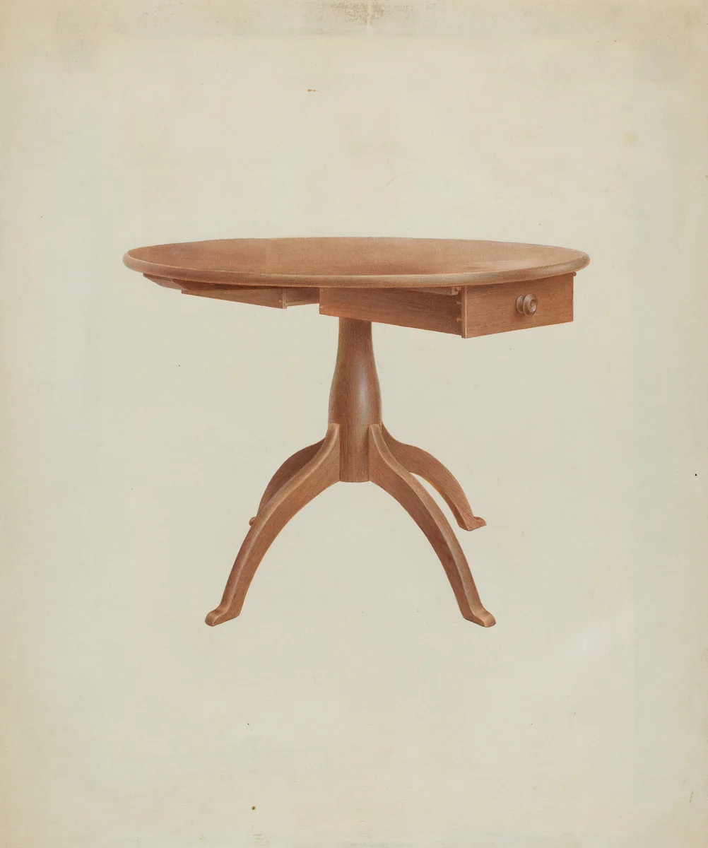 Shaker Round Table by Alfred H. Smith, index of american design, 1935-1942