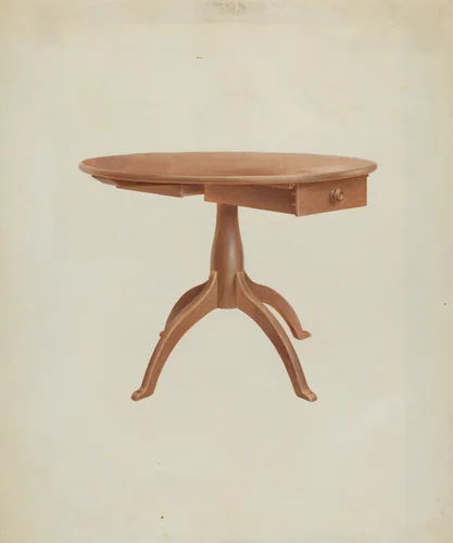 Shaker Round Table by Alfred H. Smith, index of american design, 1935-1942