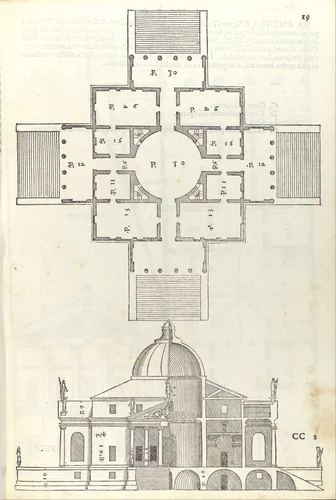 Villa Almerico (Villa Rotunda), from I quattro libri dell'architettura di Andrea Palladio (Book 2, page 19) by Andrea Palladio, book, 1570