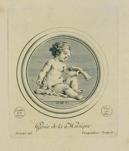 Genie de la Musique by Madame la Marquise de Pompadour, print, 1735-1764
