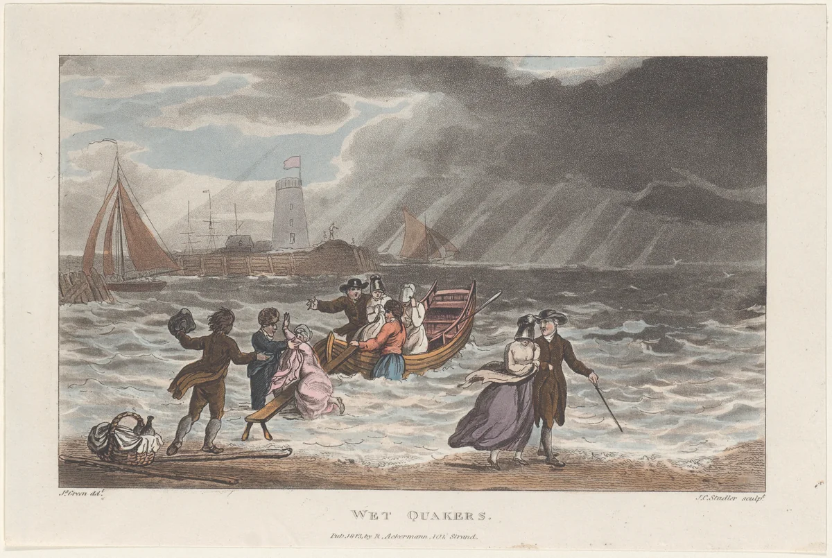 Wet Quakers by Thomas Rowlandson, print, 1813
